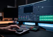 Novedades de DaVinci Resolve Studio 21.1.1: Mejoras en Edición, Soporte RAW y Requisitos del Sistema Interfaz de trabajo de DaVinci Resolve Studio 21.1.1 en una pantalla de edición profesional